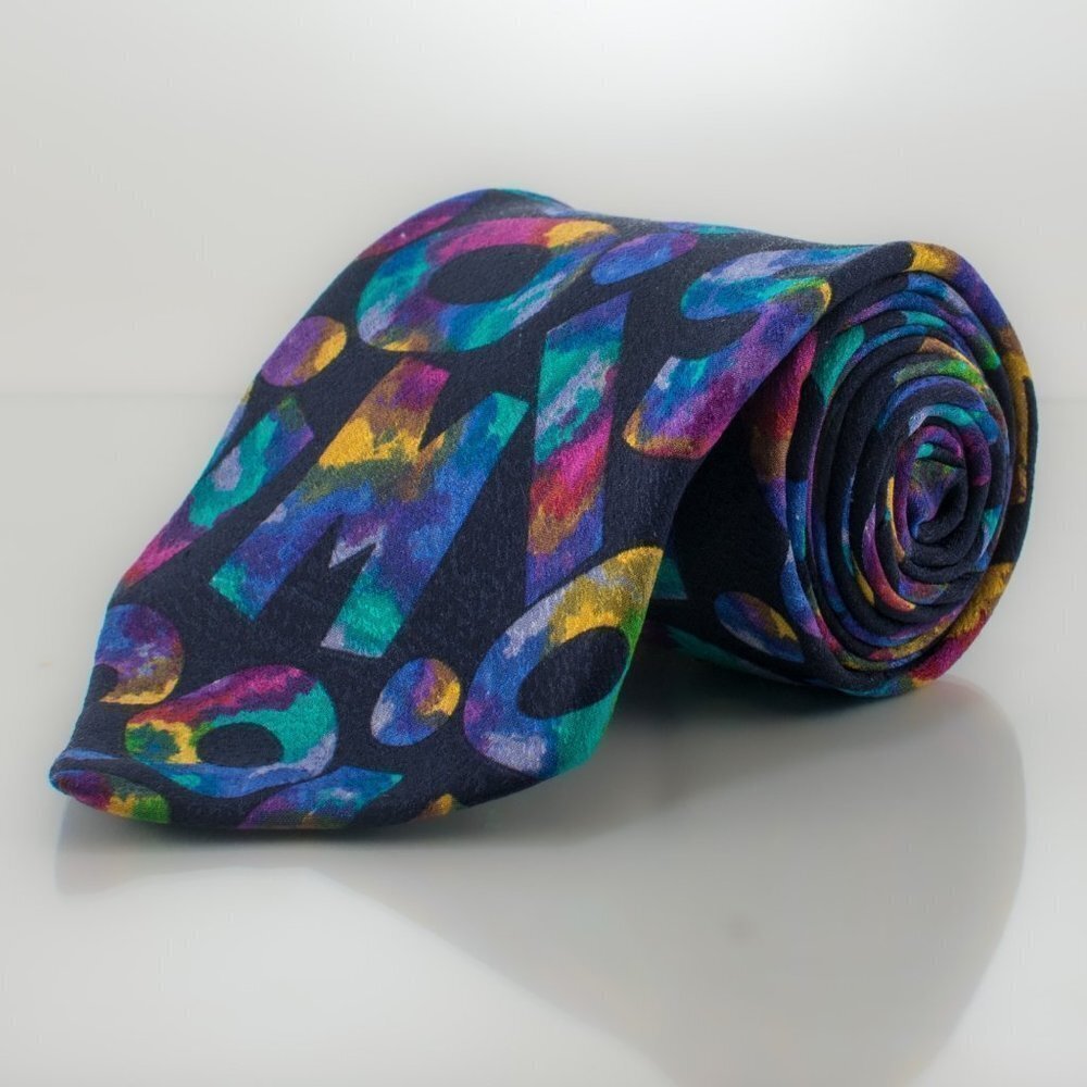 VINTAGE Silk Tie - Multicolor Letter Jumble Pattern | Missoni